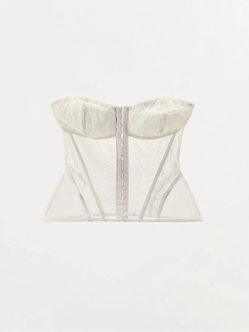 Zara Strapless Lace Bustier Top - Cream -SIZE L